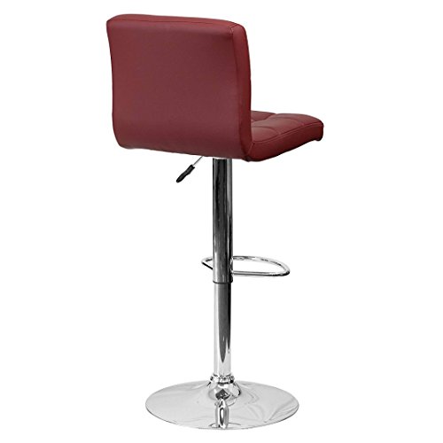 KLS14 Modern Design Barstools Hight Adjustable Seat Hydraulic 360-Degree Swivel Sturdy Steel Frame Padded Cushion Seat Dining Chair Bar Pub Stool Home Office Furniture - Set of 2 Burgundy #1974