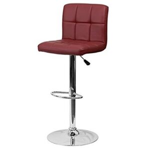 KLS14 Modern Design Barstools Hight Adjustable Seat Hydraulic 360-Degree Swivel Sturdy Steel Frame Padded Cushion Seat Dining Chair Bar Pub Stool Home Office Furniture - Set of 2 Burgundy #1974