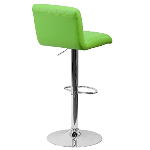 Contemporary Bar Stool Vertical Line Design Hydraulic Adjustable Height 360-Degree Swivel Seat Sturdy Steel Frame Chrome Base Dining Chair Bar Pub Stool Home Office Furniture - Set of 2 Green #1983