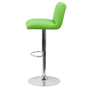 Contemporary Bar Stool Vertical Line Design Hydraulic Adjustable Height 360-Degree Swivel Seat Sturdy Steel Frame Chrome Base Dining Chair Bar Pub Stool Home Office Furniture - Set of 2 Green #1983