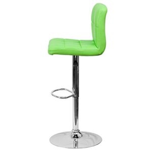 KLS14 Modern Design Barstools Hight Adjustable Seat Hydraulic 360-Degree Swivel Sturdy Steel Frame Padded Cushion Seat Dining Chair Bar Pub Stool Home Office Furniture - Set of 2 Green #1974