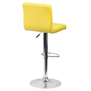 KLS14 Modern Design Barstools Hight Adjustable Seat Hydraulic 360-Degree Swivel Sturdy Steel Frame Padded Cushion Seat Dining Chair Bar Pub Stool Home Office Furniture - Set of 2 Yellow #1974