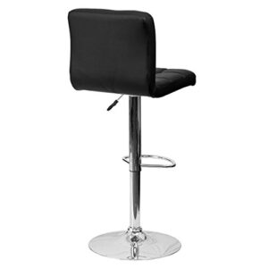 KLS14 Modern Design Barstools Hight Adjustable Seat Hydraulic 360-Degree Swivel Sturdy Steel Frame Padded Cushion Seat Dining Chair Bar Pub Stool Home Office Furniture - Set of 2 Black #1974