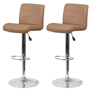 contemporary design bar stools hight adjustable seat hydraulic 360 degree swivel sturdy steel frame padded cushion seat dining chair bar pub stool home office furniture – set of 2 cappuccino #1968