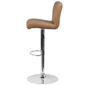 Contemporary Design Bar Stools Hight Adjustable Seat Hydraulic 360 Degree Swivel Sturdy Steel Frame Padded Cushion Seat Dining Chair Bar Pub Stool Home Office Furniture - Set of 2 Cappuccino #1968