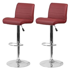 contemporary design bar stools hight adjustable seat hydraulic 360 degree swivel sturdy steel frame padded cushion seat dining chair bar pub stool home office furniture – set of 2 burgundy #1968