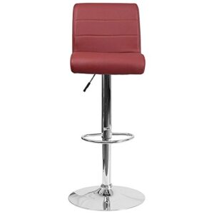 Contemporary Design Bar Stools Hight Adjustable Seat Hydraulic 360 Degree Swivel Sturdy Steel Frame Padded Cushion Seat Dining Chair Bar Pub Stool Home Office Furniture - Set of 2 Burgundy #1968