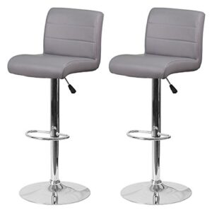 contemporary design bar stools hight adjustable seat hydraulic 360 degree swivel sturdy steel frame padded cushion seat dining chair bar pub stool home office furniture – set of 2 grey #1968