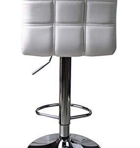 Contemporary Bar Stools Hight Adjustable Seat Hydraulic 360 Degree Swivel Sturdy Steel Frame Quadrate cushion Seat Dining Chair Bar Pub Stool Home Office Furniture - Set of 4 White #1935wht