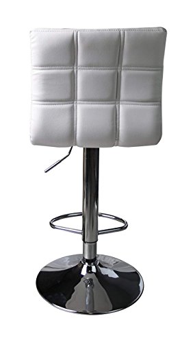 Contemporary Bar Stools Hight Adjustable Seat Hydraulic 360 Degree Swivel Sturdy Steel Frame Quadrate cushion Seat Dining Chair Bar Pub Stool Home Office Furniture - Set of 4 White #1935wht