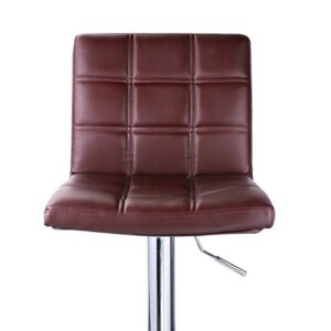 Contemporary Bar Stools Hight Adjustable Seat Hydraulic 360 Degree Swivel Sturdy Steel Frame Quadrate cushion Seat Dining Chair Bar Pub Stool Home Office Furniture - Set of 4 Brown #1935brw