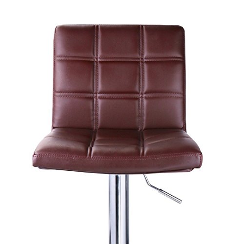 Contemporary Bar Stools Hight Adjustable Seat Hydraulic 360 Degree Swivel Sturdy Steel Frame Quadrate cushion Seat Dining Chair Bar Pub Stool Home Office Furniture - Set of 4 Brown #1935brw