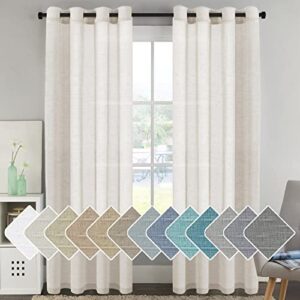 h.versailtex home decorative privacy window treatment linen curtains/natural linen blended sheer curtains/panels/drapes, nickel grommets, natural color, 96 inches long living room curtains