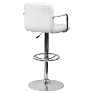 KLS14 Modern Barstools Hydraulic Adjustable Height 360-Degree Swivel Seat Sturdy Steel Frame Padded Cushion Seat Dining Chair Bar Pub Stool Home Office Furniture - Set of 2 White #1978