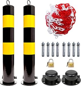driveway security post barrier 2-pack parking bollards with lock bollard post removable security posts for driveways 114mm wide parking barrier concret traffic cones (size : 1000x114mm)