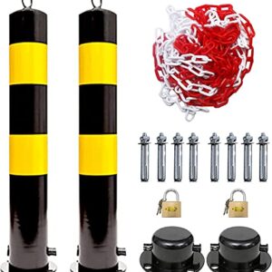 Driveway Security Post Barrier 2-Pack Parking Bollards with Lock Bollard Post Removable Security Posts for Driveways 114mm Wide Parking Barrier Concret Traffic Cones (Size : 1000x114mm)