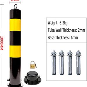 Driveway Security Post Barrier 2-Pack Parking Bollards with Lock Bollard Post Removable Security Posts for Driveways 114mm Wide Parking Barrier Concret Traffic Cones (Size : 1000x114mm)