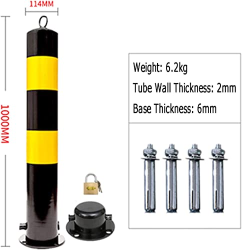 Driveway Security Post Barrier 2-Pack Parking Bollards with Lock Bollard Post Removable Security Posts for Driveways 114mm Wide Parking Barrier Concret Traffic Cones (Size : 1000x114mm)