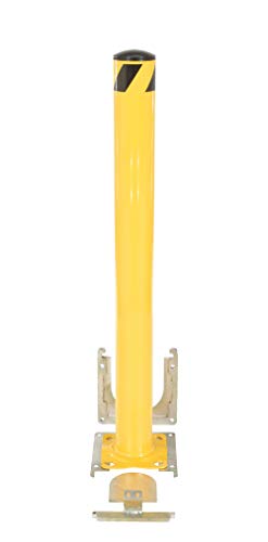 Vestil BOL-RF-48-4.5 Surface Mounted Removable Steel Pipe Safety Bollard, 4-1/2" OD, 48" Height,Yellow