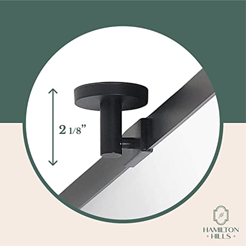 Hamilton Hills 22x30 Inch Brushed Black Metal Framed Mirror | Pivot Mirrors for Bathrooms | Rounded Corner Rectangular Frame with Tilt Mirror Brackets | Adjustable & Tilting Farmhouse Wall Vanity