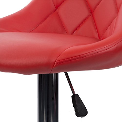 Ergonomic Design Bar stool Adjustable Hydraulic 360 Degree Swivel Stable Steel Frame Hight Density Cushion Seat Kitchen Dining Chair Pub Stool - Set of 2 Red #1953