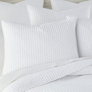 Levtex Home - Cross Stitch Quilt Set - 100% Cotton - King/Cal King Quilt (106x92in.) + 2 King Shams (36x20in.) - Bright White Quilt with Matching Stitching