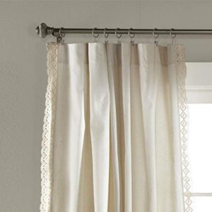 Lush Decor Rosalie Farmhouse Window Curtains Rustic Style Panel Set for Living, Dining Room Bedroom (Pair), 54"W x 108"L, Ivory