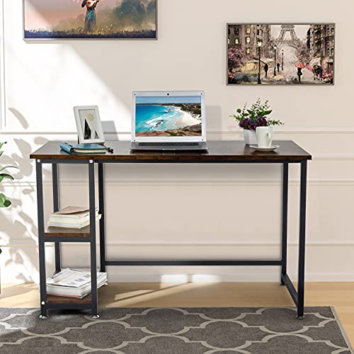 Meticpr Desk with Hutch Brown Computer Desk Computer Desk with Hutch Desk Bookshelf Desk with Shelves Brown Computer Desk Computer Tables L Shaped Desk with Shelves Under 150 (Brown, One Size)