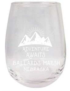 ballards marsh nebraska souvenir 15 oz laser engraved stemless wine glass adventure awaits design 2-pack