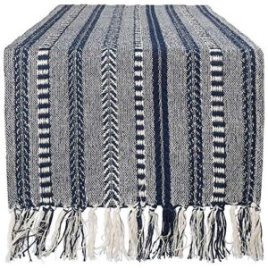dii farmhouse braided stripe table runner collection, 15×108, navy blue