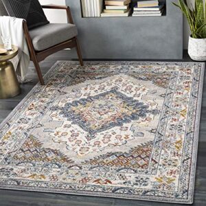 artistic weavers anja oriental medallion area rug,6’7″ square,grey