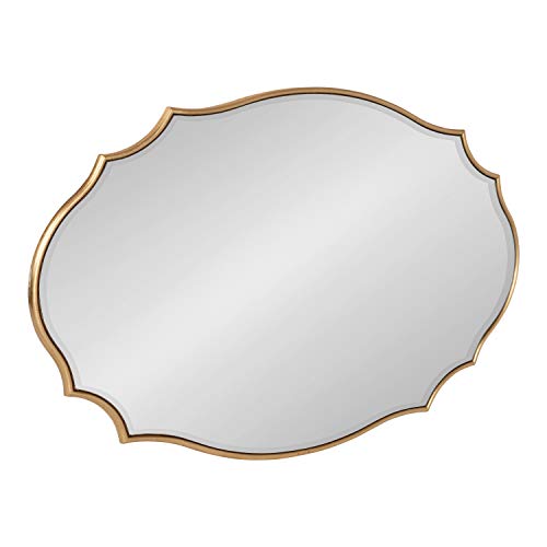 Kate and Laurel Leanna Scalloped Oval Wall Mirror, 24" x 36", Gold Leaf, Chic Modern Glam Wall Accent