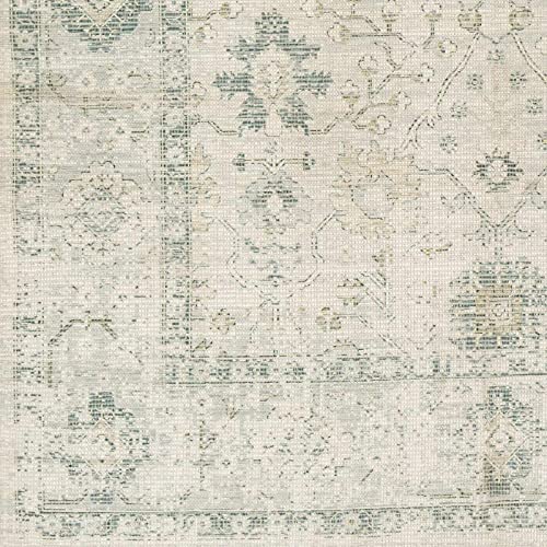 Penkridge Traditional Persian Hallway, Entryway, Bedroom, Kitchen Cotton Runner Rug - Vintage Handmade Luxury Collection with Tassel - Boho, Bohemian Oriental Style - Green, Sage, Beige 2'6" x 8'