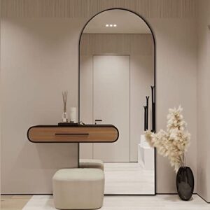 Natsukage Arched Floor Mirror Full Length Mirror Large Long Arched Mirror Wall Mounted Mirror Full Body Dressing Mirror for Bathroom/Bedroom/Living Room Polystyrene Frame(Arched Black, 65" x 22")