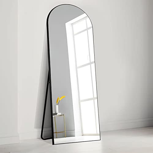 Natsukage Arched Floor Mirror Full Length Mirror Large Long Arched Mirror Wall Mounted Mirror Full Body Dressing Mirror for Bathroom/Bedroom/Living Room Polystyrene Frame(Arched Black, 65" x 22")