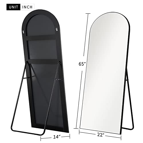 Natsukage Arched Floor Mirror Full Length Mirror Large Long Arched Mirror Wall Mounted Mirror Full Body Dressing Mirror for Bathroom/Bedroom/Living Room Polystyrene Frame(Arched Black, 65" x 22")