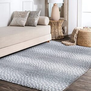 jonathan y saf100c-8 antelope modern animal indoor area-rug casual contemporary striped easy-cleaning bedroom kitchen living room non shedding, 8 x 10, gray/cream