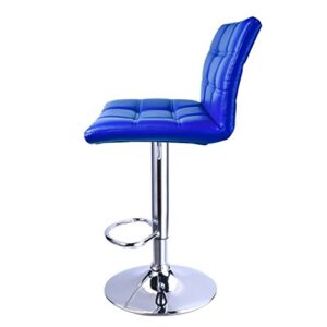 koonlert14 Contemporary Bar Stools Hight Adjustable Seat Hydraulic 360 Degree Swivel Sturdy Steel Frame Quadrate cushion Seat Dining Chair Bar Pub Stool Home Office Furniture - Set of 2 Blue #1935