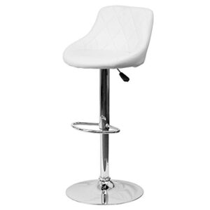 kls14 contemporary bar stool bucket seat design hydraulic adjustable height 360-degree swivel seat sturdy steel frame chrome base dining chair bar pub stool home office furniture – (1) white #1984
