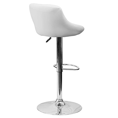 KLS14 Contemporary Bar Stool Bucket Seat Design Hydraulic Adjustable Height 360-Degree Swivel Seat Sturdy Steel Frame Chrome Base Dining Chair Bar Pub Stool Home Office Furniture - (1) White #1984
