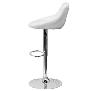 KLS14 Contemporary Bar Stool Bucket Seat Design Hydraulic Adjustable Height 360-Degree Swivel Seat Sturdy Steel Frame Chrome Base Dining Chair Bar Pub Stool Home Office Furniture - (1) White #1984