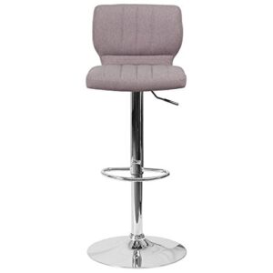 KLS Modern Barstools Adjustable Hydraulic 360 Degree Swivel Stable Steel Frame Fabric Padded Cushion Low Back Seat Design Dining Chair Pub Stool - (1) Grey # 1969