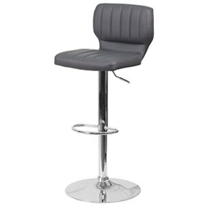 kls modern barstools adjustable hydraulic 360 degree swivel stable steel frame padded vinyl cushion low back seat design dining chair pub stool (1) grey # 1969