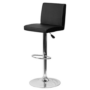 kls14 modern design bar stool mid-back design hydraulic adjustable height 360-degree swivel seat sturdy steel frame chrome base dining chair bar pub stool home office furniture – (1) black #1986