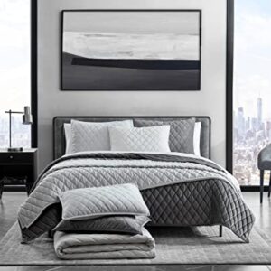 Vera Wang - King Quilt Set, Luxurious Velvet Bedding with Matching Shams, Lightweight Home Decor (Diamond Velvet Natural Ivory, King)