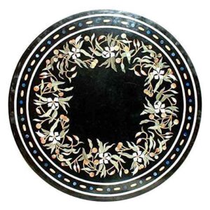 24" X 24" inch Marble Dining Table Pietra Dura Inlay Floral Marquetry Design Living Room Table, Conference Table, Office Table