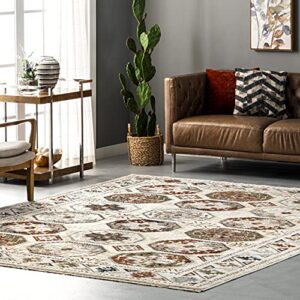 nuloom astrid traditional motif fringe area rug, 5′ x 8′, beige