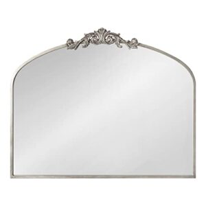 Kate and Laurel Arendahl Ornate Traditional Arched Mirror, 36 x 29, Silver, Decorative Baroque Style Arched Wall Mirror with Wide Frame and Ornamental Crown