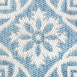 Nicole Miller New York Patio Country Danica Transitional Geometric Indoor/Outdoor Area Rug, Blue/Grey, 7'9"x10'2"