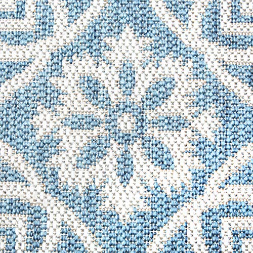 Nicole Miller New York Patio Country Danica Transitional Geometric Indoor/Outdoor Area Rug, Blue/Grey, 7'9"x10'2"